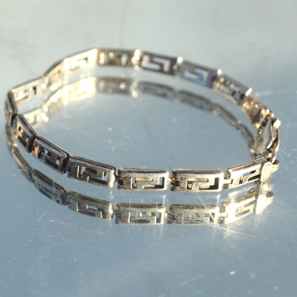 Jewelry - Greek Key Sterling Silver Bracelet 925 Petite Smal